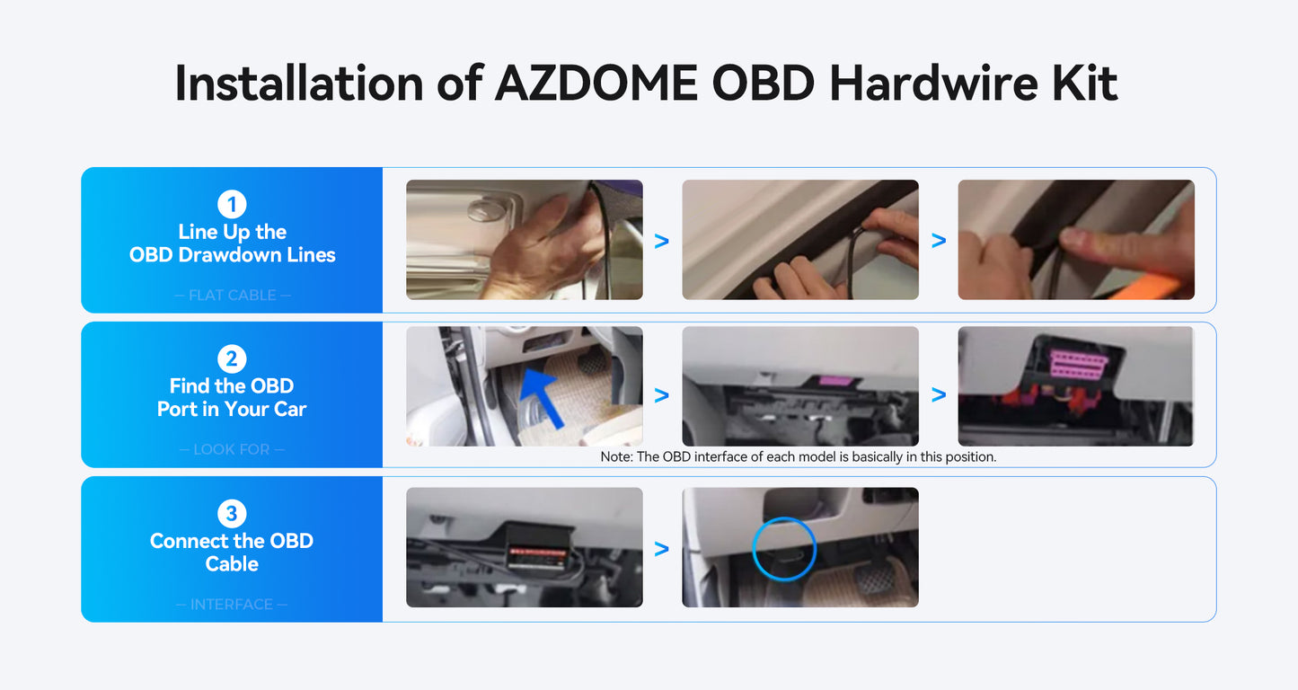 AZDOME Dashcam OBD2 Hardwire Parking Mode Power Cable Kit (Fits: Azdome)