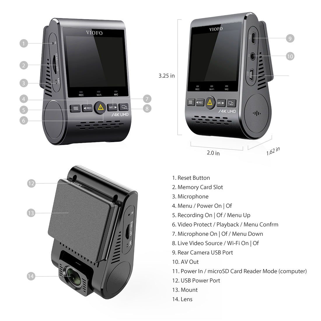 VIOFO A129 Pro Duo 4K UHD+FHD 2-Channel Dash Cam