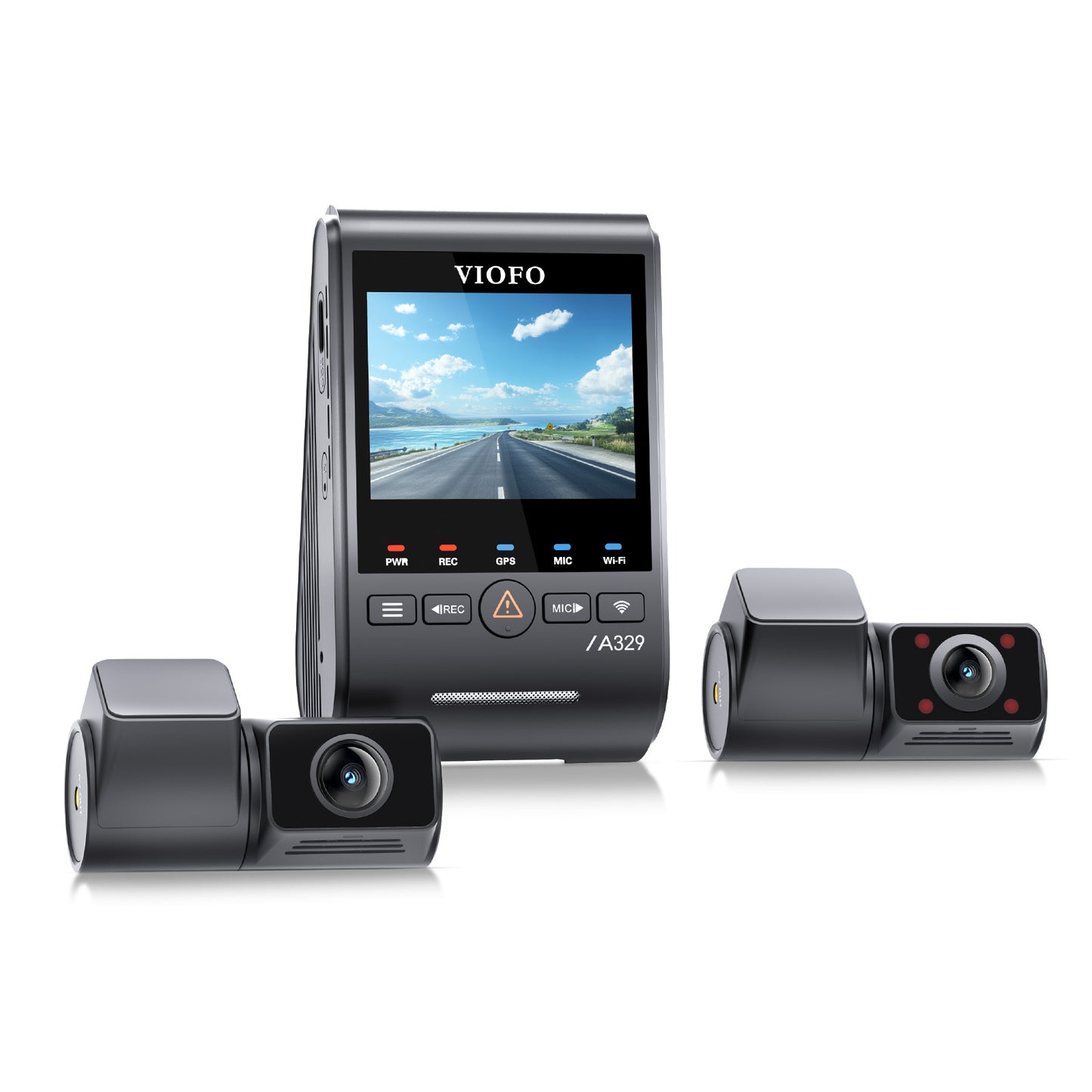 VIOFO A329S 3CH HK6 4K 60FPS UHD + 2K 210-degree FOV Interior Cabin 3-Channel Dash Cam + Hardwire + 128GB Kit