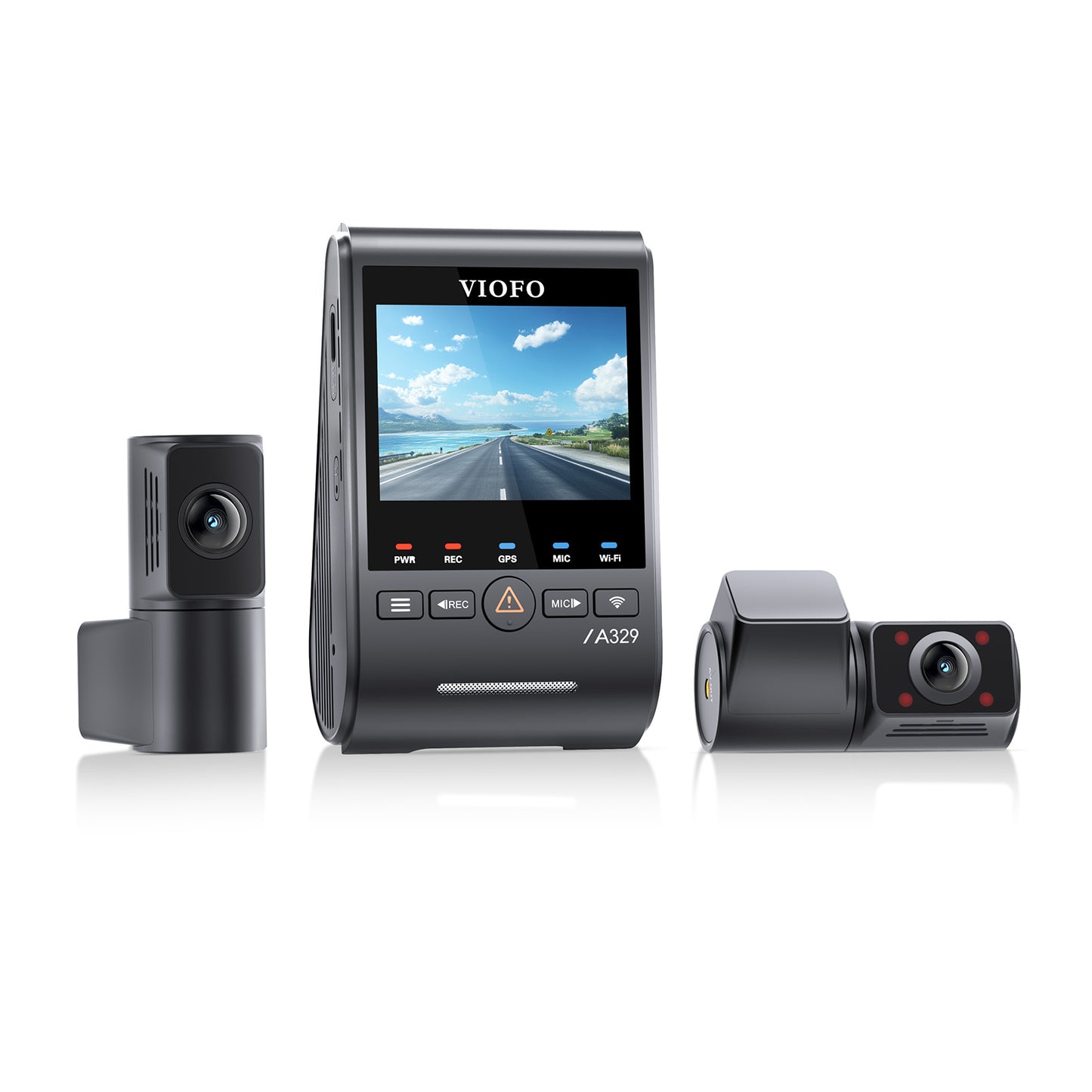 VIOFO A329S 3CH HK6 4K 60FPS UHD + 2K 210-degree FOV Interior Cabin 3-Channel Dash Cam + Hardwire + 128GB Kit