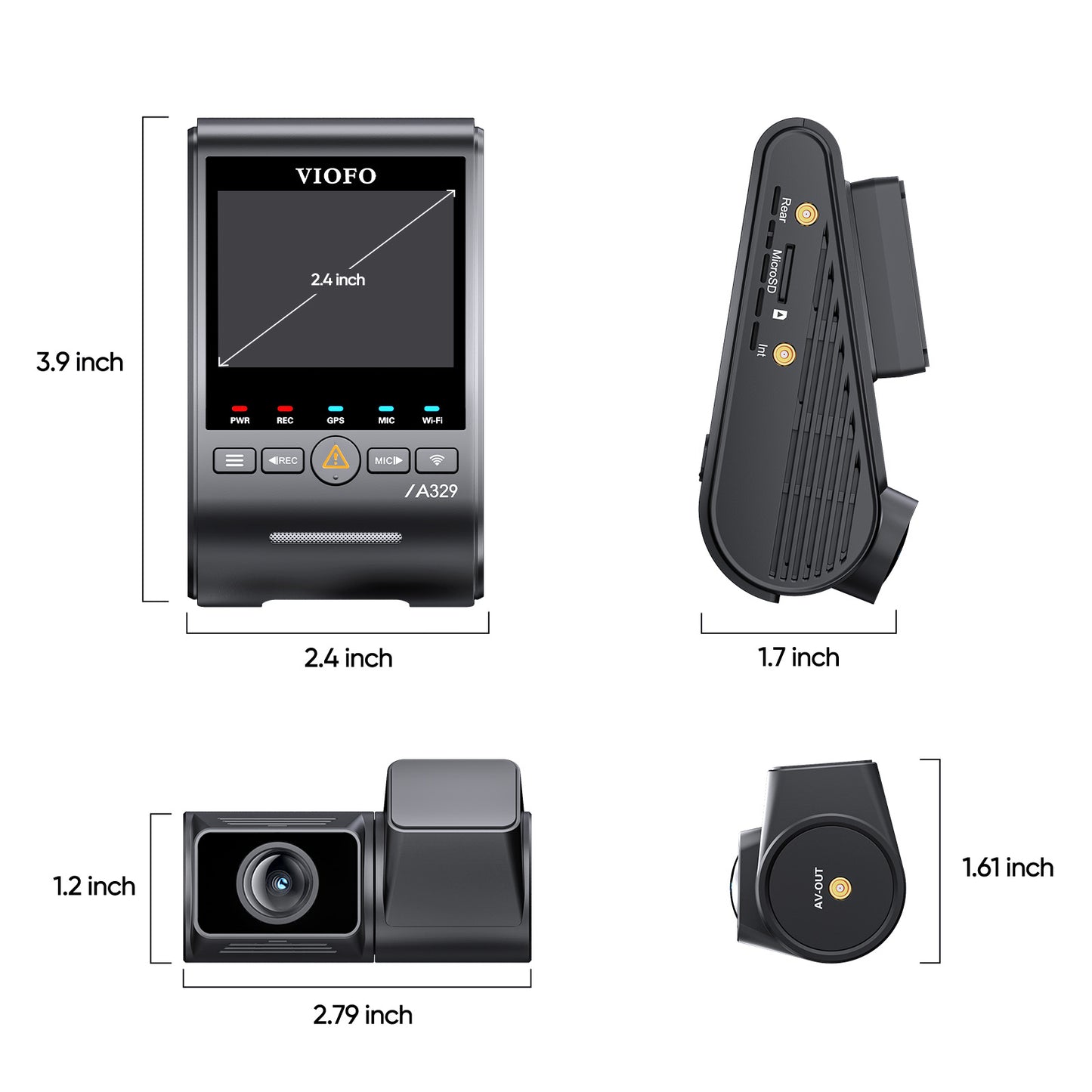 VIOFO A329S 4K 60FPS UHD + 2K 30FPS QHD 2-Channel Dash Cam + HK6 Hardwire + 128GB Kit