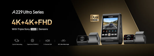 VIOFO A229 Ultra 3CH 4K Front+4K Rear+1080P Fisheye Cabin Dashcam with Triple Sony STARVIS 2 Sensors, 3-Channel HDR, Ultra Fast 5GHz Wi-Fi & Precise GPS, Smart Voice Control