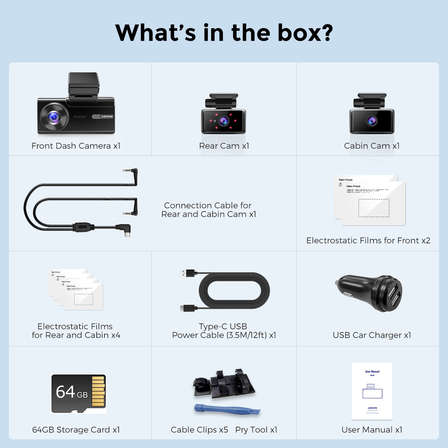 [Installed] AZDOME M580 3CH 64GB OBD Package