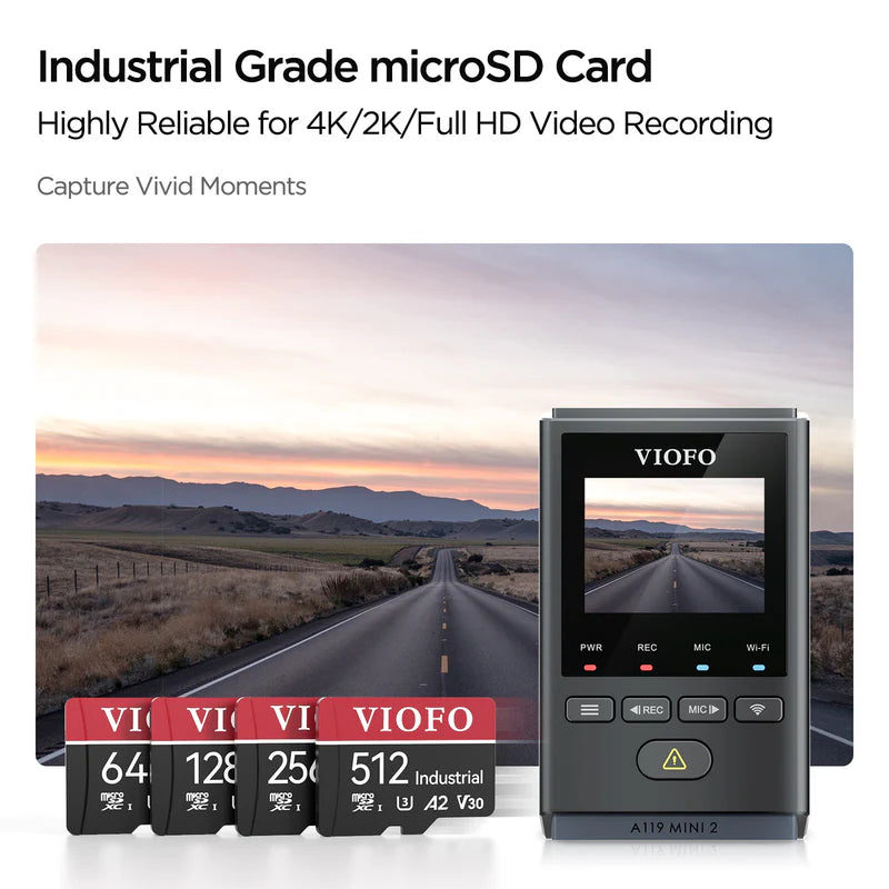 VIOFO 128GB Industrial Grade microSD Card U3 A2 V30 High Speed Memory Card with Adapter Support Ultra HD 4K Video Recording