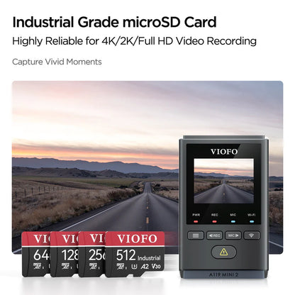 VIOFO 128GB Industrial Grade microSD Card U3 A2 V30 High Speed Memory Card with Adapter Support Ultra HD 4K Video Recording