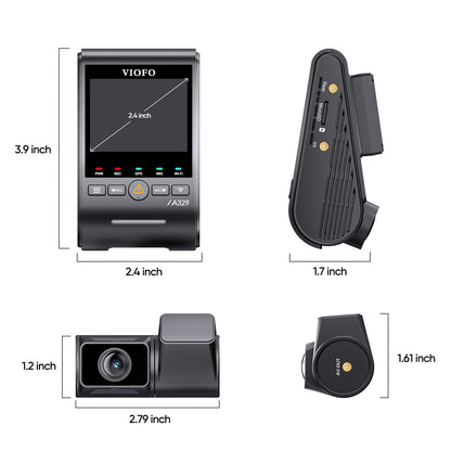 VIOFO A329S 4K 60FPS UHD + 2K 30FPS QHD 2-Channel Dash Cam