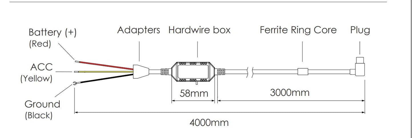 Dashcam HK4 Hardwire Parking Mode Power Cable Kit (Fits: Viofo)